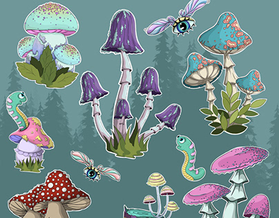 Stickers mushrooms
