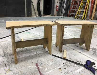 Rustic Benches cut from scrap wood