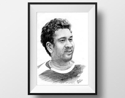 Sachin Tendulkar, Indian Cricketer. | Portrait drawing, Line art drawings,  Outline art