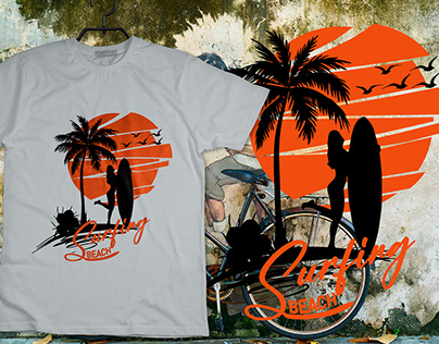 Summer surfing T-shirt Design
