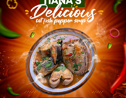 flyer design for Tiana's catfish pepper soup