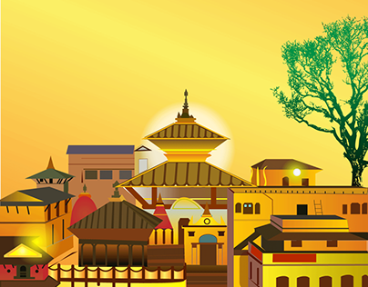 Illustration of Pashupati Temple