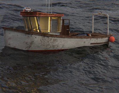Boat in stormy ocean animation / 3d Animation