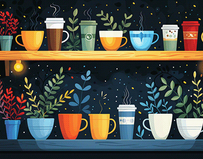 Coffee Shop Flat illustration