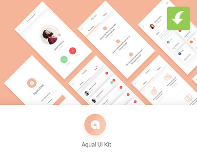 Aqual Mobile UI Kit for Social Networking Apps Freebie