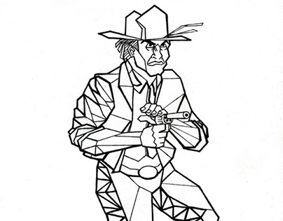 Geometric Cowboy Drawing