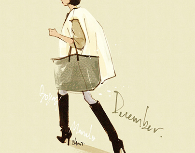Winter outfit fashion illustration watercolor