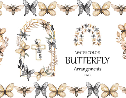 Watercolor Butterfly Arrangements