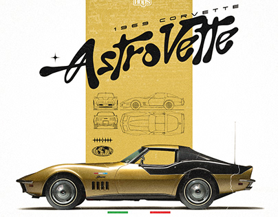 AstroVette Car, 1969 Corvette car. Minimal Design
