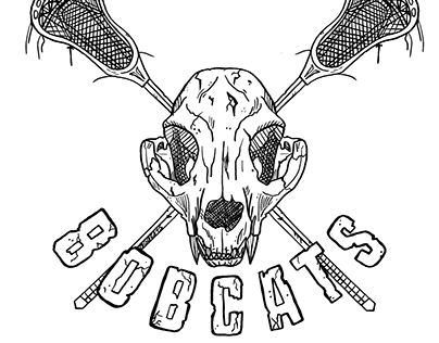 Bobcats skull and Lacrosse Sticks