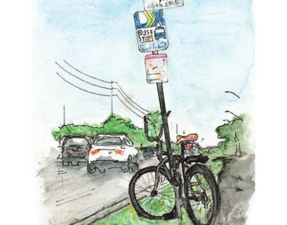"Traffic Studies" essay watercolor illustrations