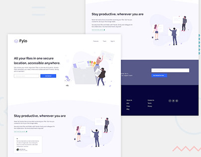Fylo landing page with two column layout