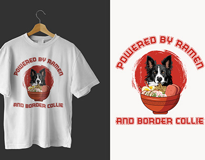 Ramen Sushi Border Collie Dog T-Shirt Design
