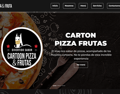 cartoon pizza & frutas