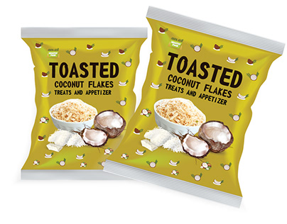 Toasted coconut flakes packaging design