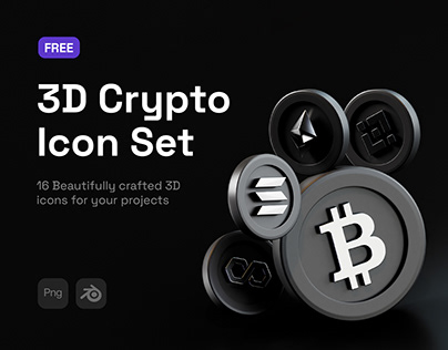 FREE 3D Silver Cryptocurrency Icon Pack