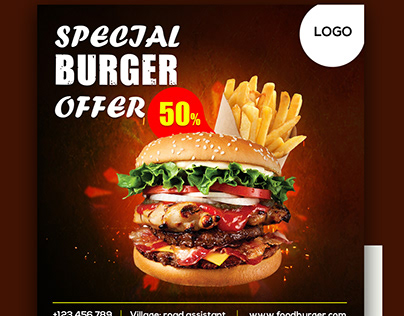 Food burger social media post design