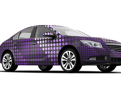 Free Mock-up Purple Sedan Car Wrap