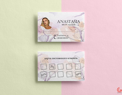 Loyalty card design for brow master Anastasia