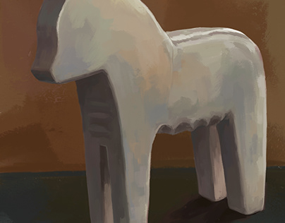 White Dalecarlian horse