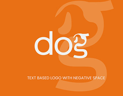 negative space dog text based logo