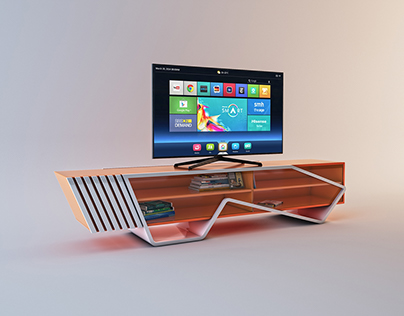 High-gloss futuristic tv stand