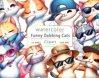 Funny Dabbing Cats Sublimation PNG