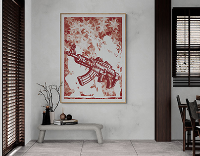 "Red Gun" AI illustration Poster Design