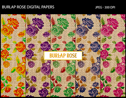 Burlap Rose Digital Papers
