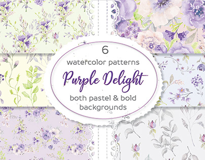 Floral patterns in purple and blush: set of 6