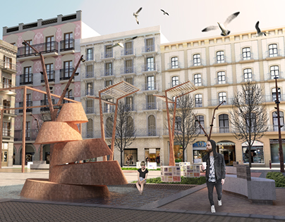 Diseño y Representación de una Plaza en Barcelona