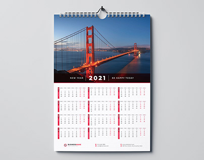 1-Page Wall Calendar 2021 Templates