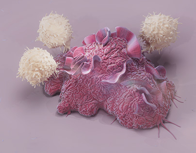 T-Cells attacking Cancer Cell