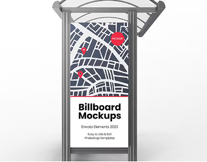 Billboard Bus Shelter Mockup