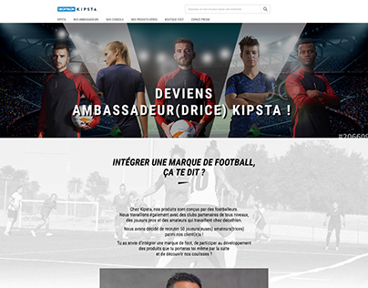 Webdesign call for ambassadors Kipsta DECATHLON