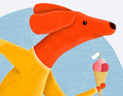 Dog With Icea Cream | Illustration