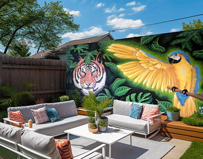 Mural Jungle Tiger Ara x Eazy One