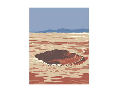 Meteor Crater Northern Arizona USA WPA Art Poster