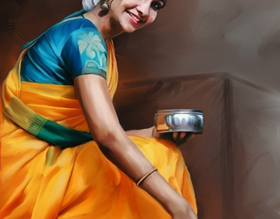 Digital Art_South Indian Lady with traditional saree