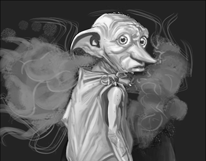 Dobby Digital painting Grayscale