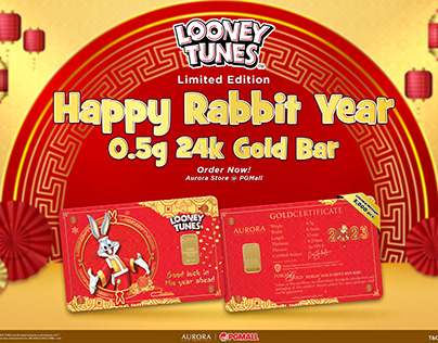 Looney Tunes Happy Rabbit Year - 0.5g 24k Gold Bar