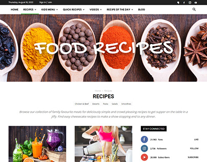Food Recipes Website (Recipes Page)