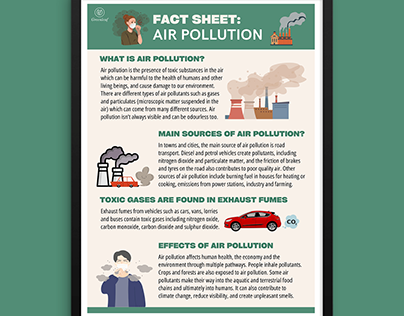 Air Pollution Fact Sheet Poster Design for Students