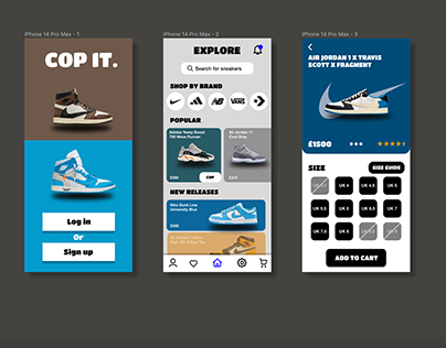Sneaker mobile app design concept