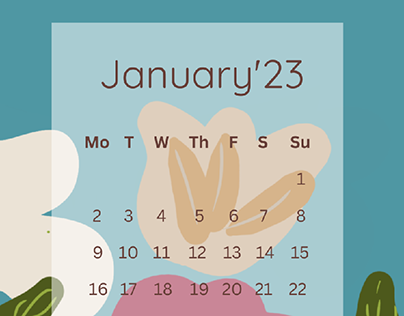 january flowers design calendar