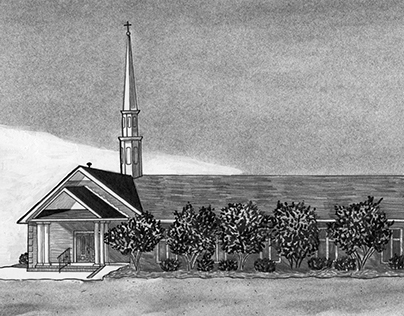 Memorial Chapel Church — Mixed Media Drawing