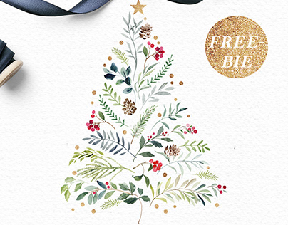 Freebie - Watercolor Christmas Tree