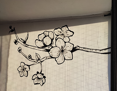 Mural flores de cerezo