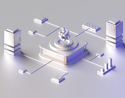 3D Data Center - Isometric Illustration