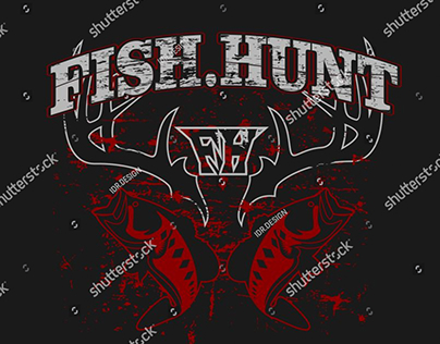 Fish & Hunt design vector